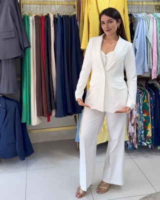 Traje con botón color Blanco