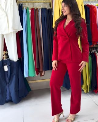 Traje cruzado color Rojo